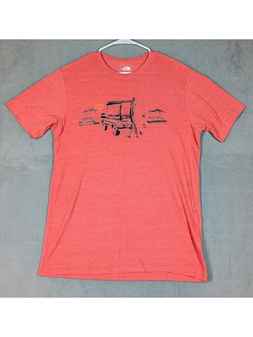 The North Face Mens Large Red Heather Never Stop Exploring Van Surf Graphic Tees